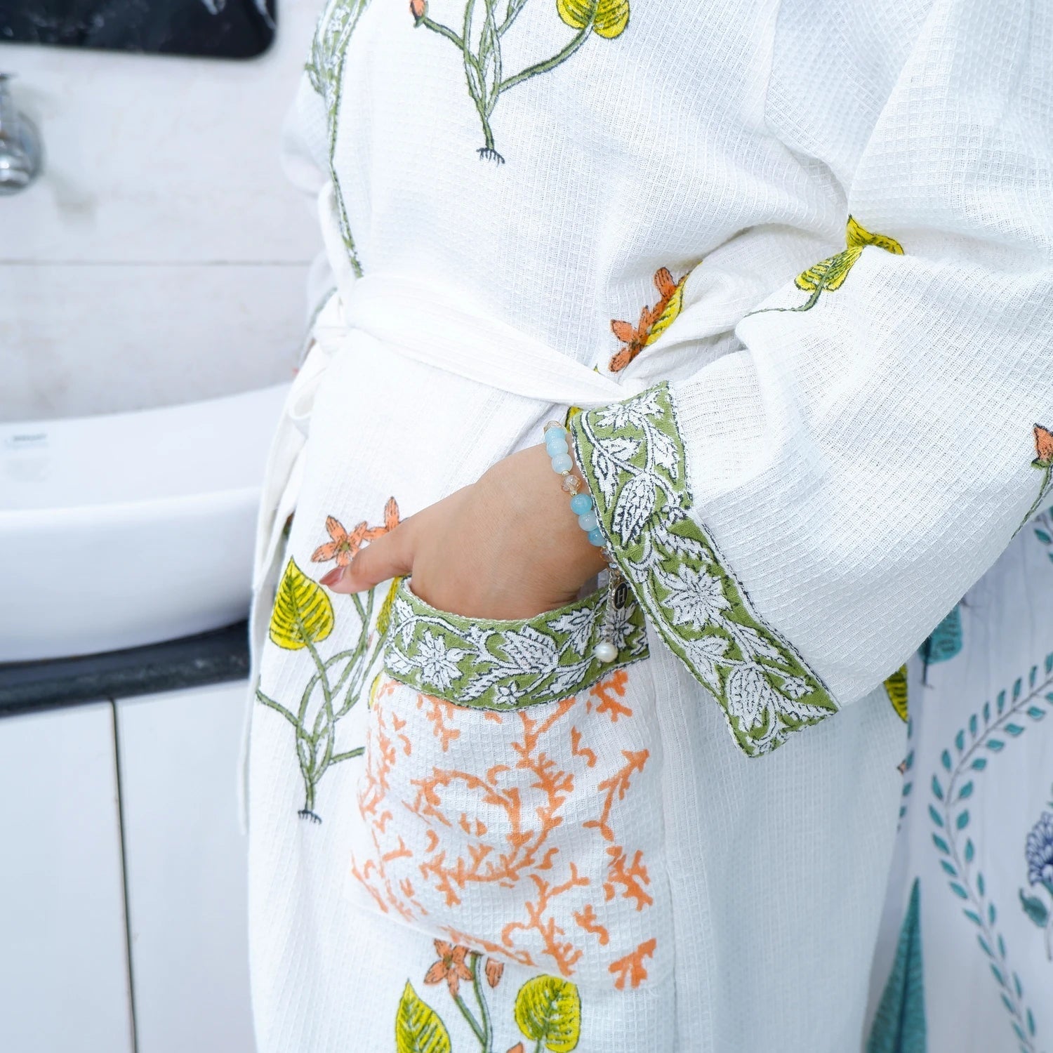Cotton Hand block Bathrobe - Kilkari - Tarvik