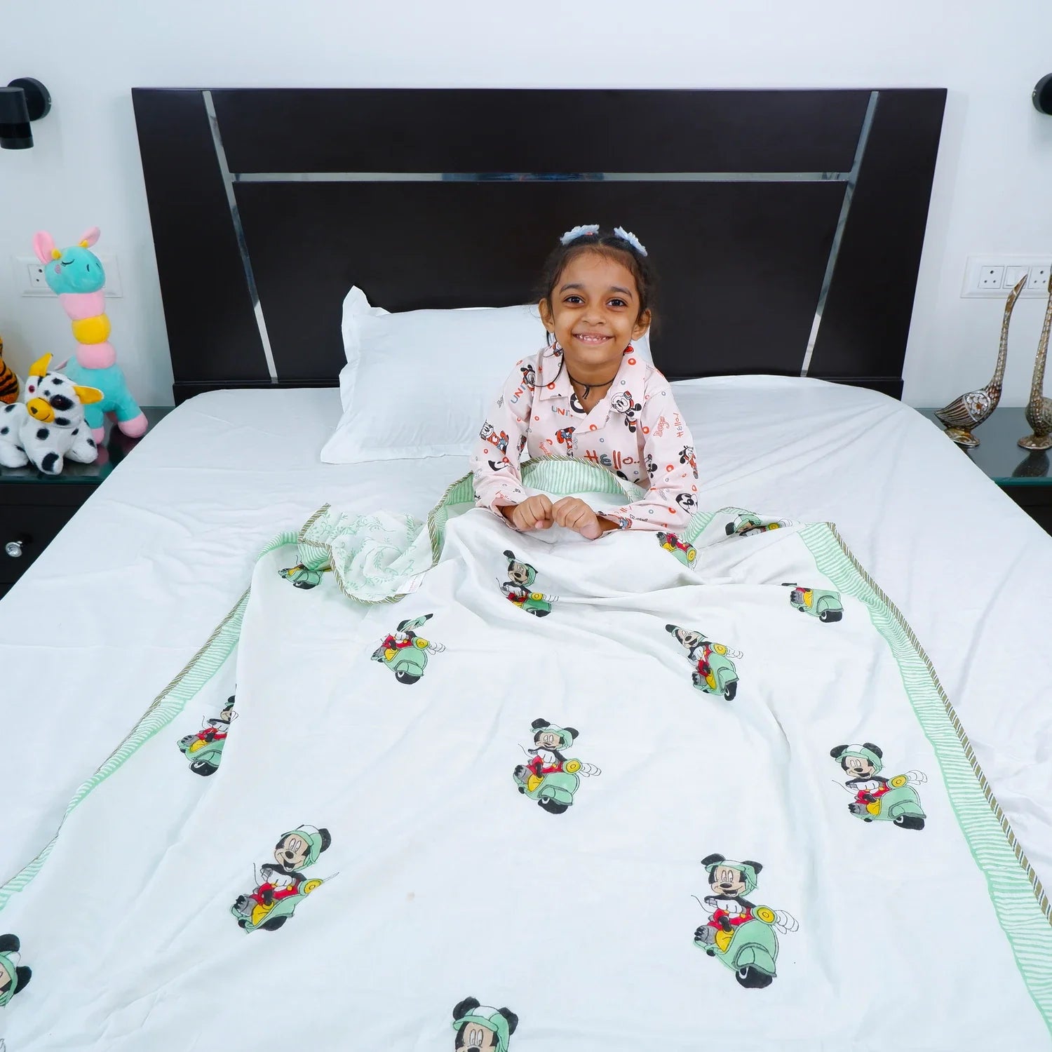 Single Bed Mickey scooter Handblocked printed Children Dohar - Housi