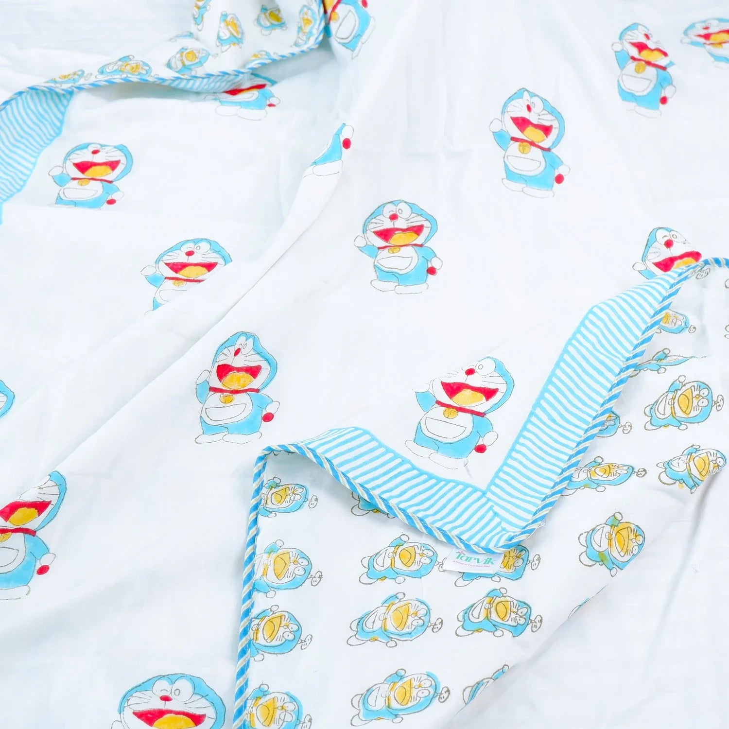 Single Bed Doraemon Handblock Printed Children Bed Dohar - Housi